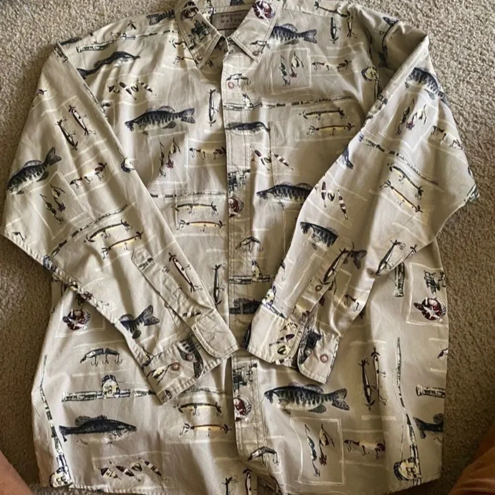 Woods & Water Fishing Fish Button Down Shirt